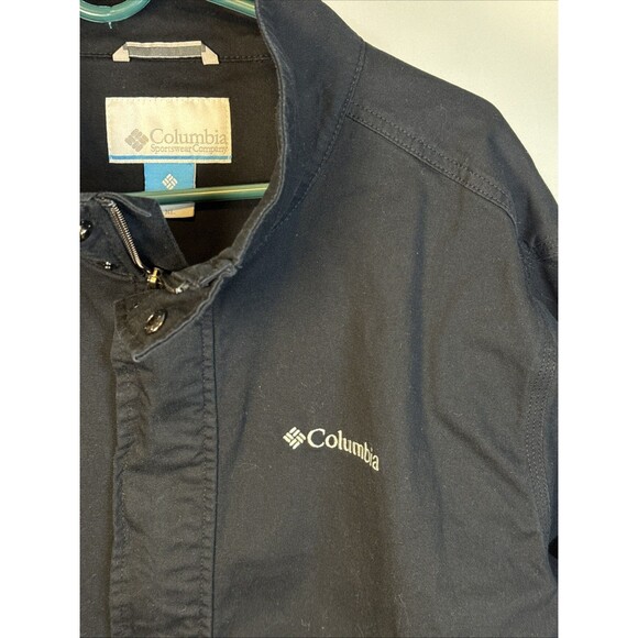 Columbia Mens XL Black Wheeler Peak II Zip Snap Field Coat Outdoor Canvas Jacket - Picture 2 of 7